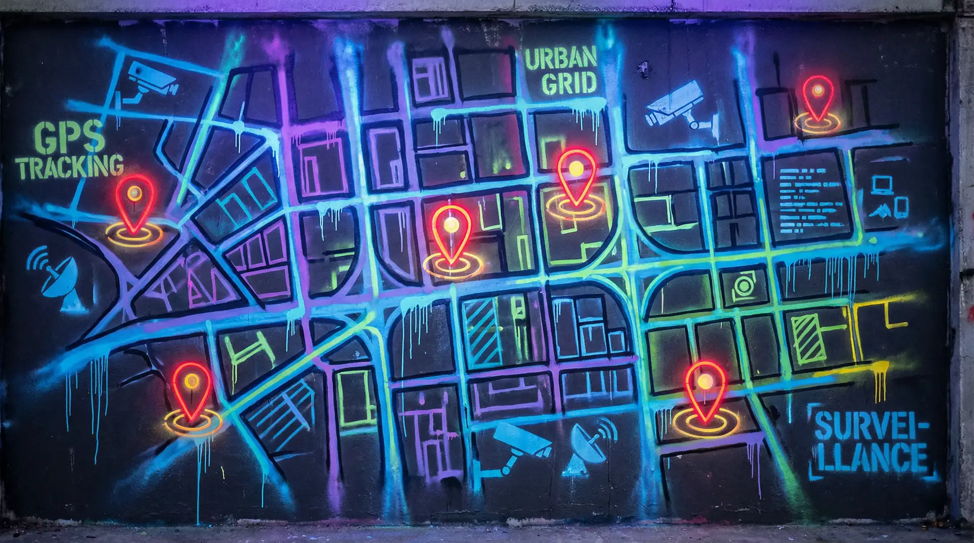 tyloo战队 狗仔追踪地图 - 城市涂鸦风格